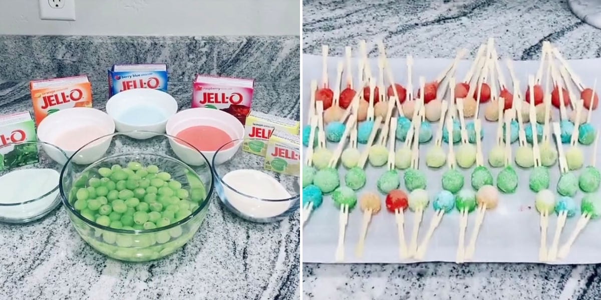 JellO Rainbow Grapes Recipe TikTok Video POPSUGAR Food