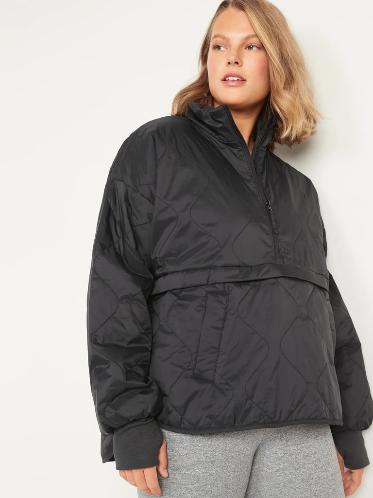 Old Navy Packable Half-Zip Water-Resistant Quilted Jacket in Black Jack