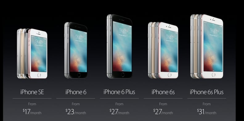 Here are the installment plans for each iPhone, with the iPhone SE beginning at $17 a month.