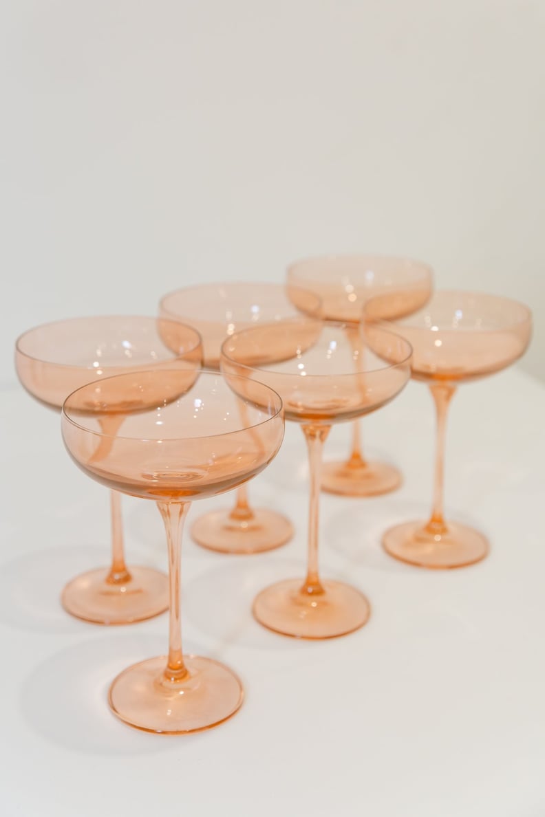 Estelle Colored Glass Champagne Coupe Stemware Set