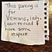 Female Veteran Parking Spot Note