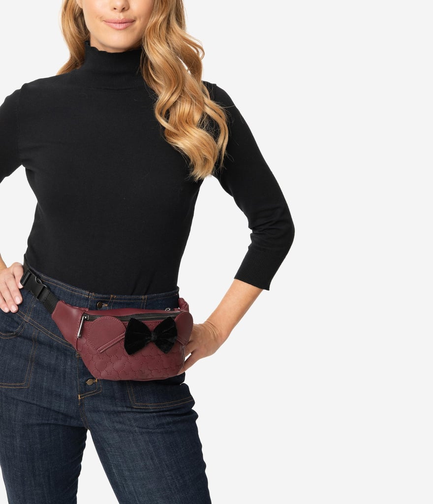 Loungefly Maroon Leatherette Minnie Mouse Quilted Fanny Pack