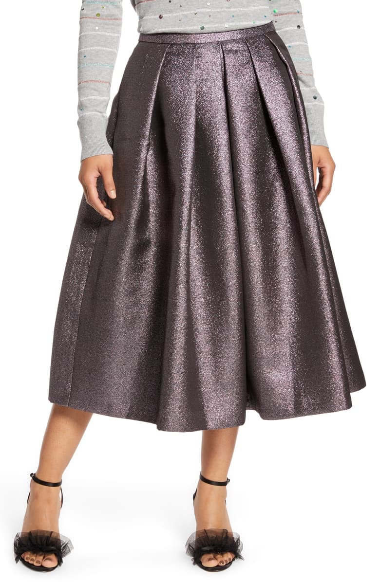 Halogen x Atlantic-Pacific Pleated Metallic Skirt