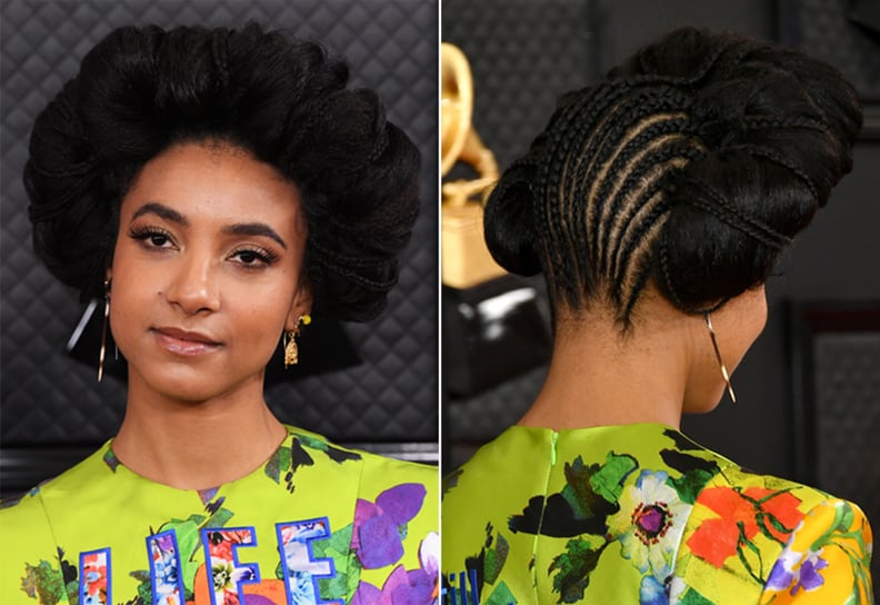 Esperanza Spalding's Braided Crown Updo at the 2020 Grammy Awards