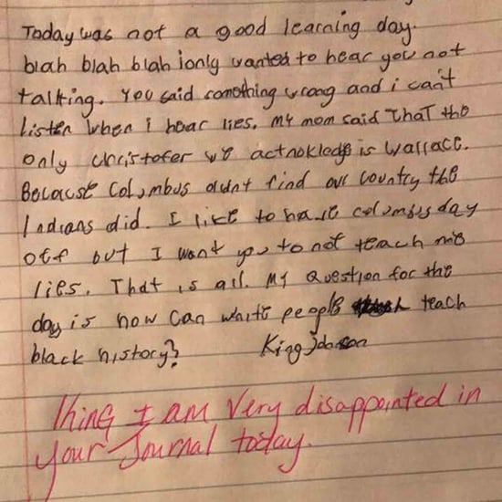 Kid's Note to Teacher About Christopher Columbus