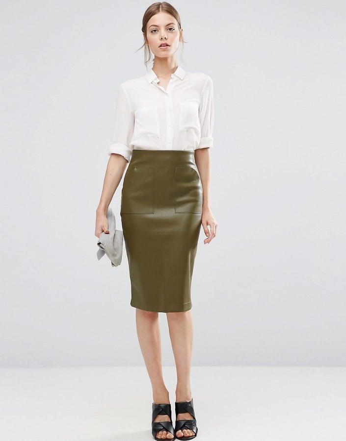 ASOS PU Pencil Skirt With Pocket Detail