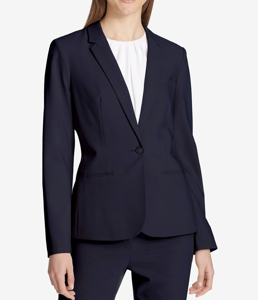 Calvin Klein One-Button Blazer | Meghan Markle's Navy Blazer and Black ...
