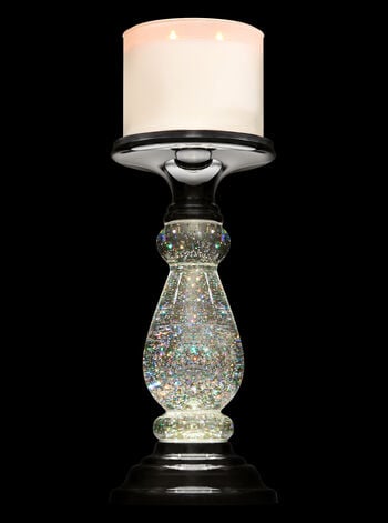 Silver Swirling Glitter Pedestal 3 Wick Candle Holder Bath