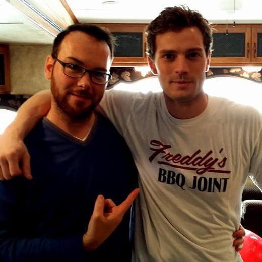 Jamie Dornan Wearing Freddy's BBQ T-Shirt