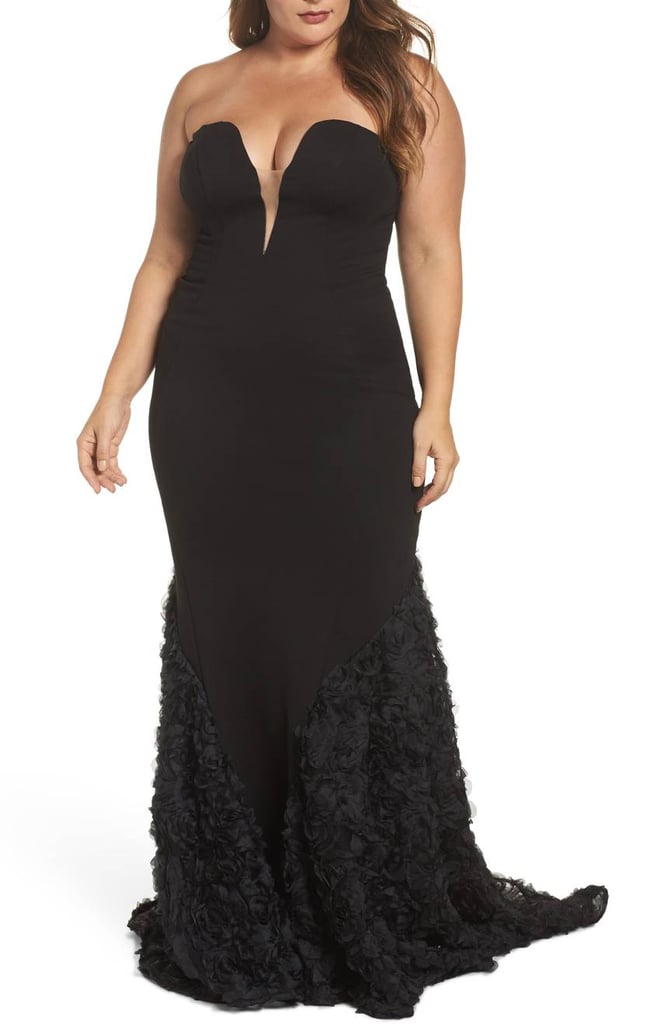 Mac Duggal Strapless Bustier Rosette Gown