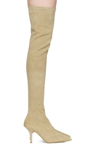 Yeezy Taupe Suede Thigh High Boots