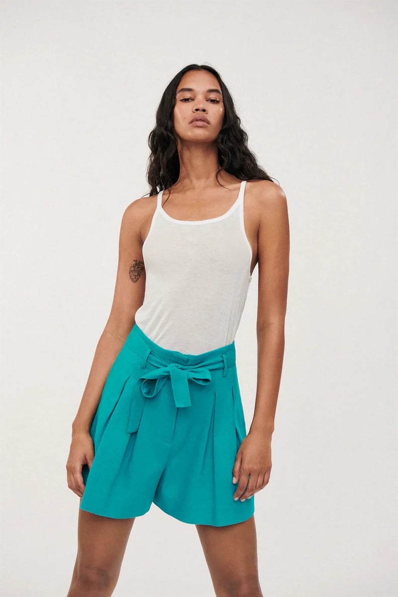 Zara Linen Blend Paperbag Shorts