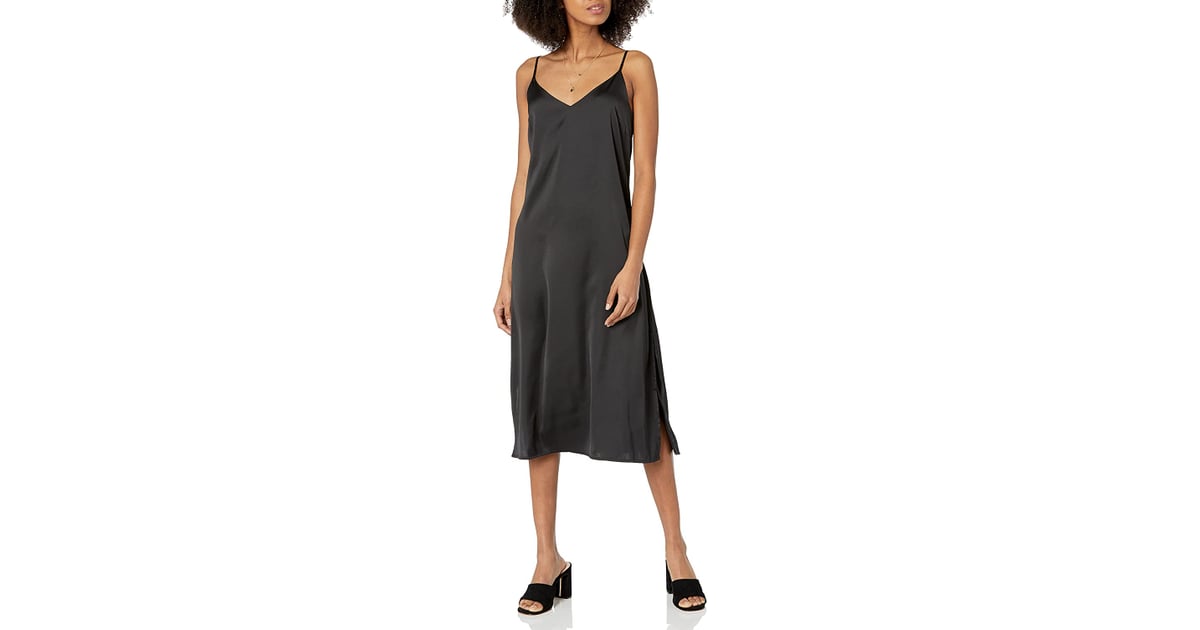 A Flattering Dress: The Drop Women's Ana Silky V-Neck Midi Slip Dress ...