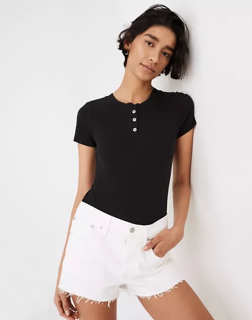 Madewell Henley Short-Sleeve Thong Bodysuit