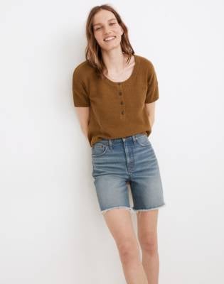 Madewell Henley Sweater Tee in Olive