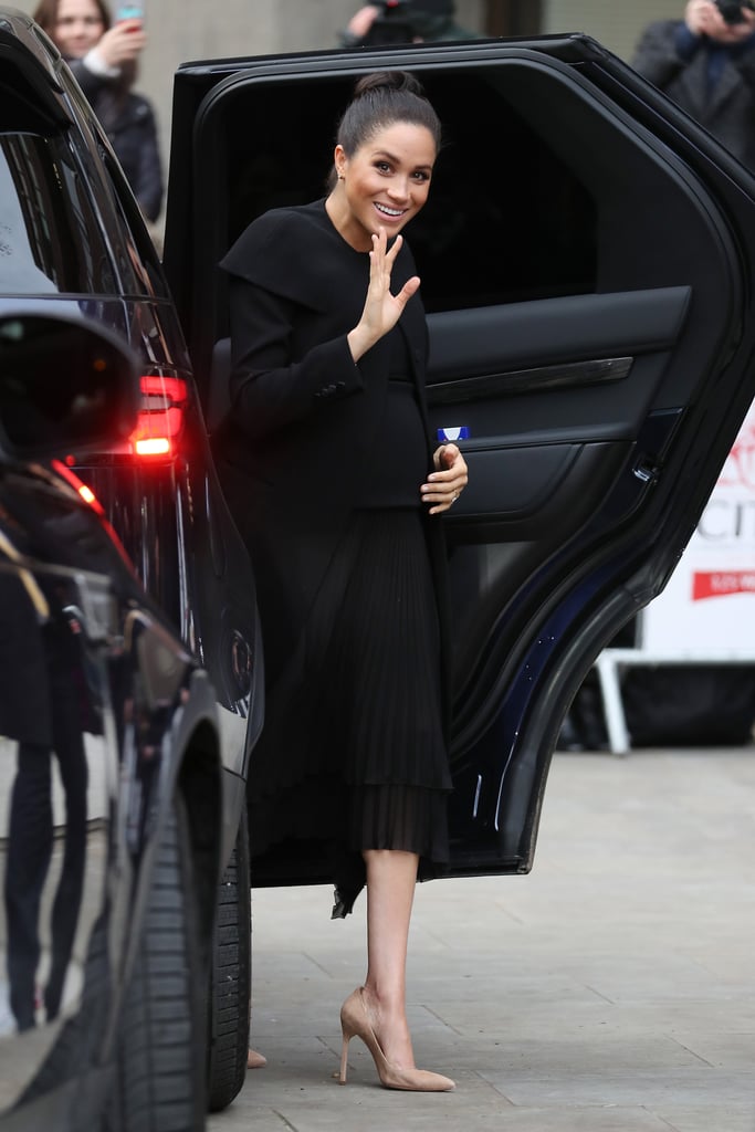 Meghan Markle's Black Givenchy Coat ACU Visit Jan. 2019