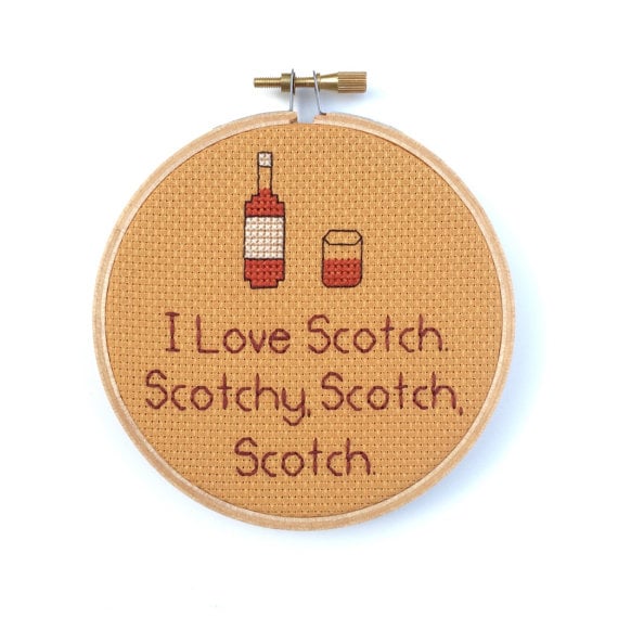 "I Love Scotch . . ." Cross-Stitch Hoop