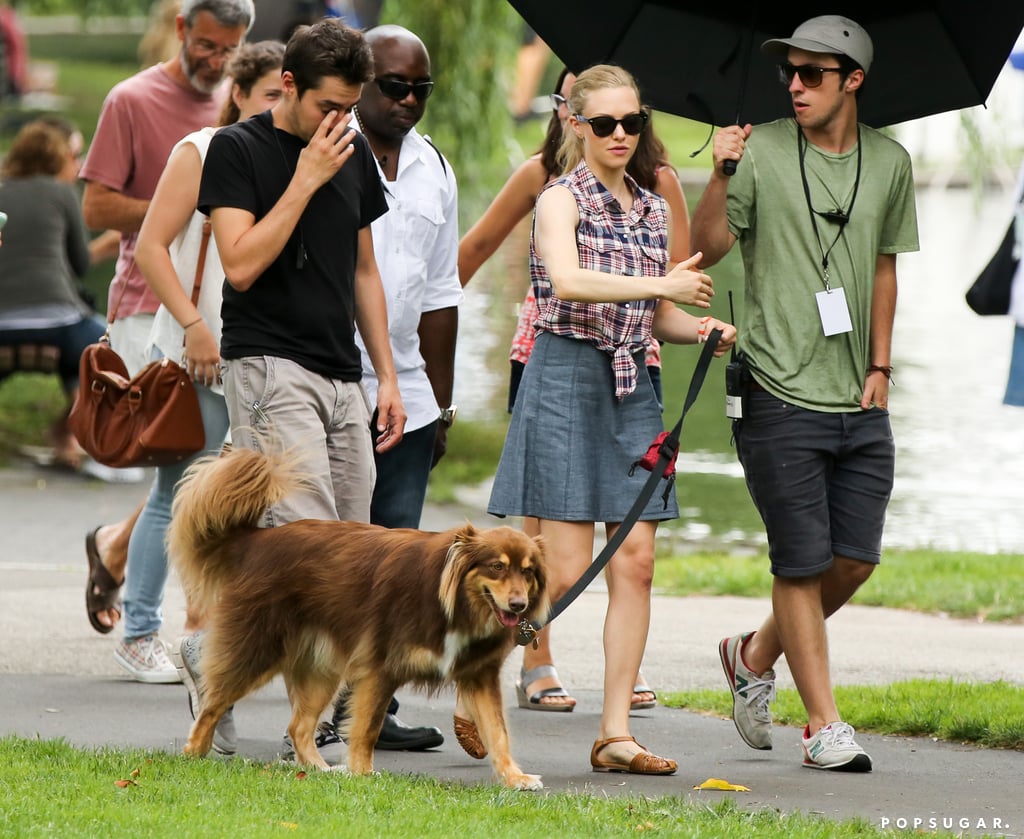 Amanda Seyfried took her dog to the set of Ted 2 in Boston on Friday.
