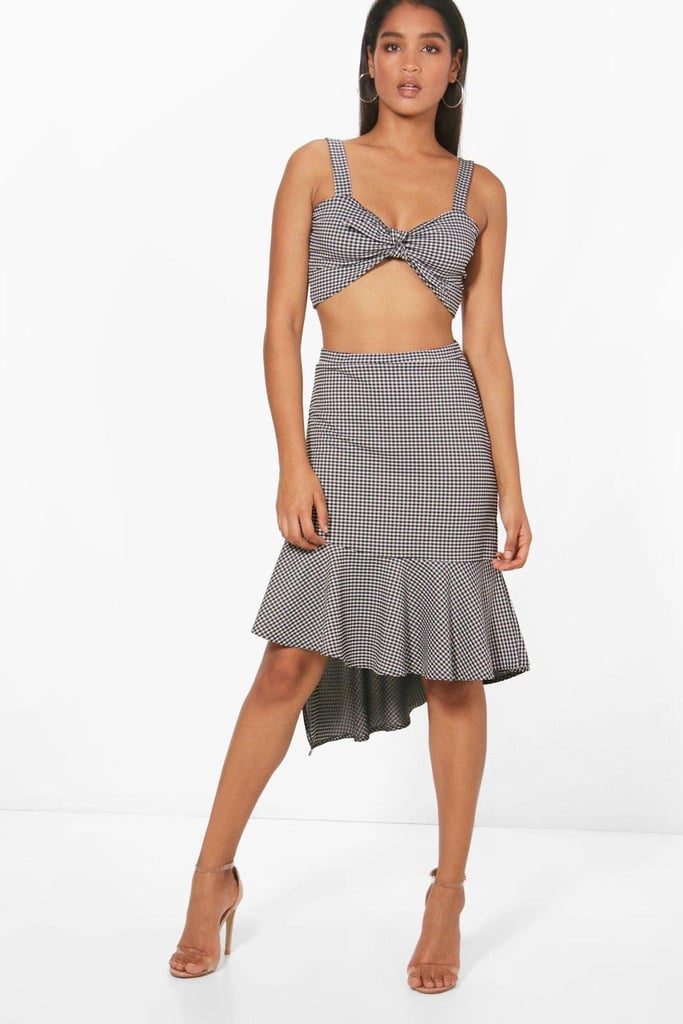 Boohoo Gingham Bralet & Frill Skirt Co-Ord Set