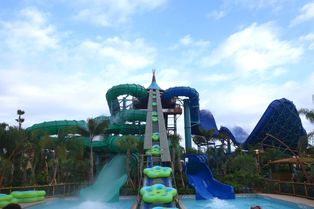 The slides here are wild. I was sad I couldn't stay for more — I conquered the terrifying blue one but still haven't been on that green slide — but I had to hop a plane to California ASAP!