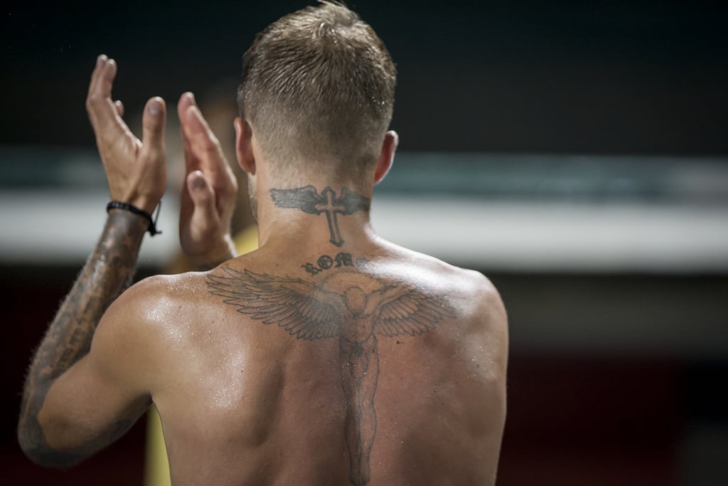 David Beckham's Cross Neck Tattoo
