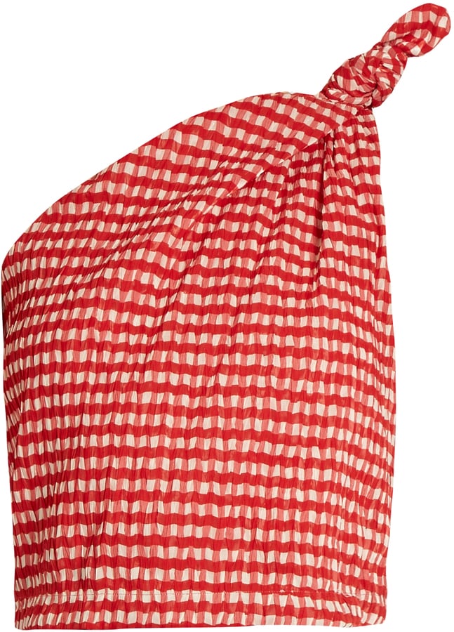 Rosie Assoulin One-Shoulder Gingham Top