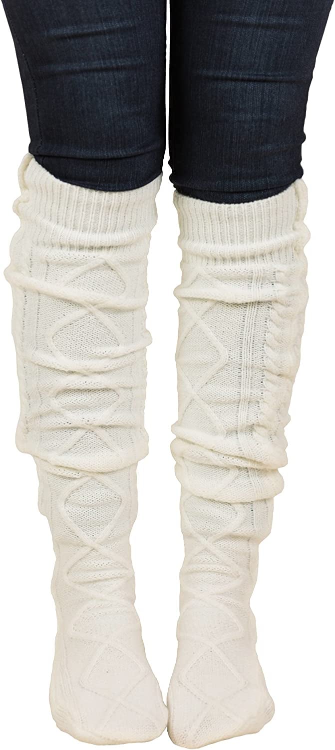 Best Balletcore Accessories: Floral Find Women's Cable Knit Knee-High Boot Socks