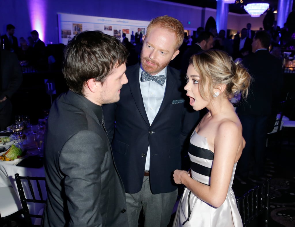 Josh Hutcherson had an animated chat with Modern Family stars Jesse Tyler Ferguson and Sarah Hyland during unite4:humanity's event at the Beverly Hilton hotel.