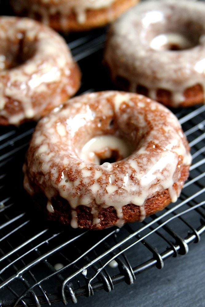 Baked Apple Cider Doughnuts With Maple Glaze