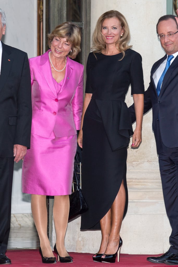 Although she was not married to the president, she made a very glamorous first lady. Here she was at a state dinner in September 2013.