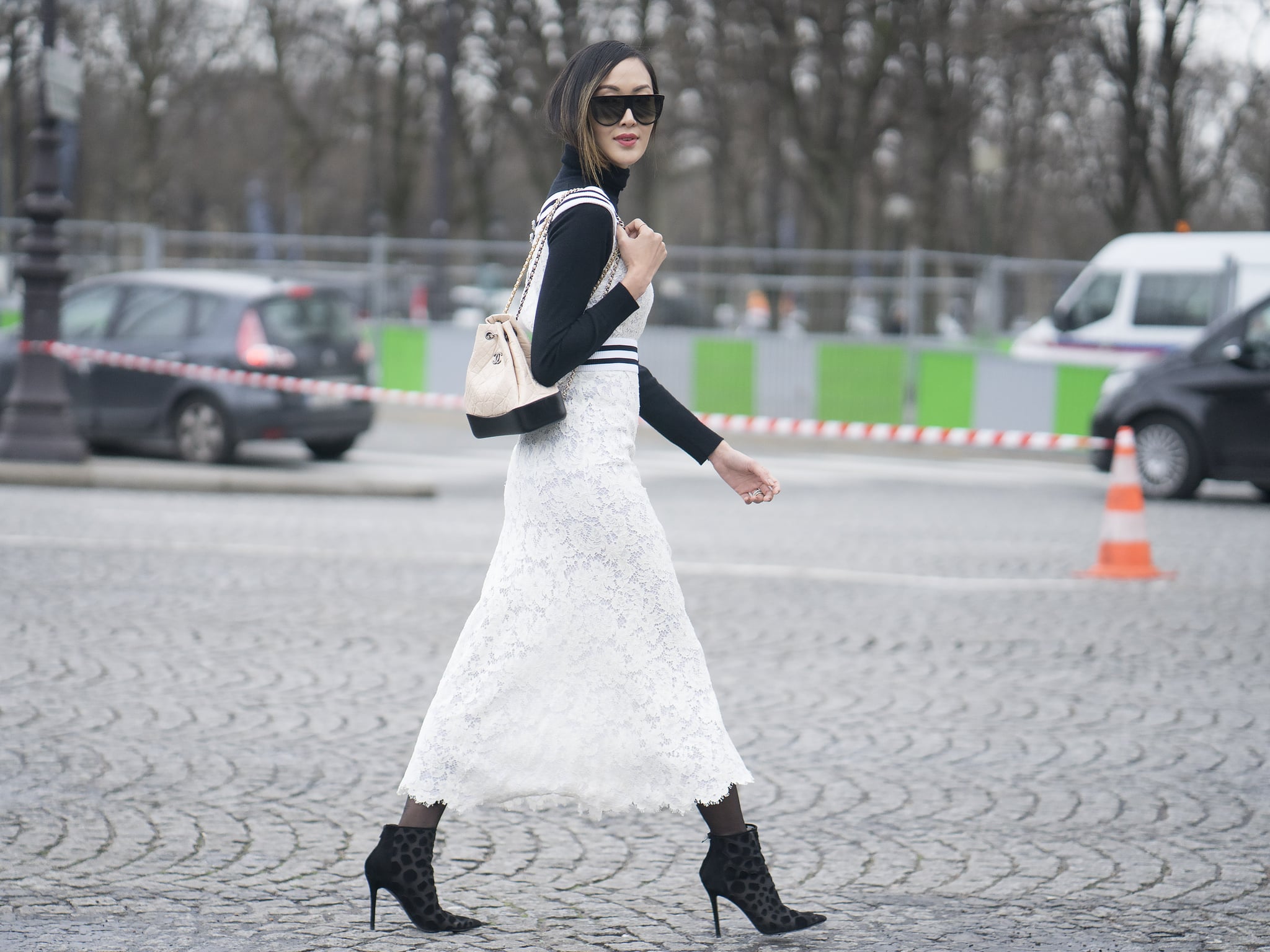 Aimee Song is seen on the street attending LOUIS VUITTON during Paris