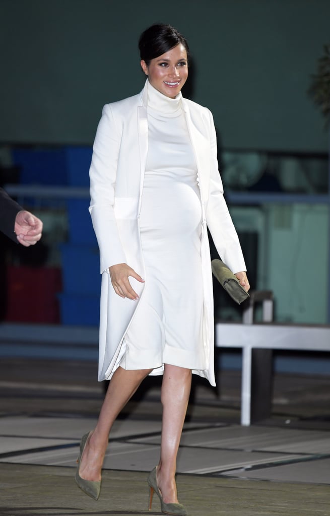 Meghan Markle White Calvin Klein Dress and Coat 2019