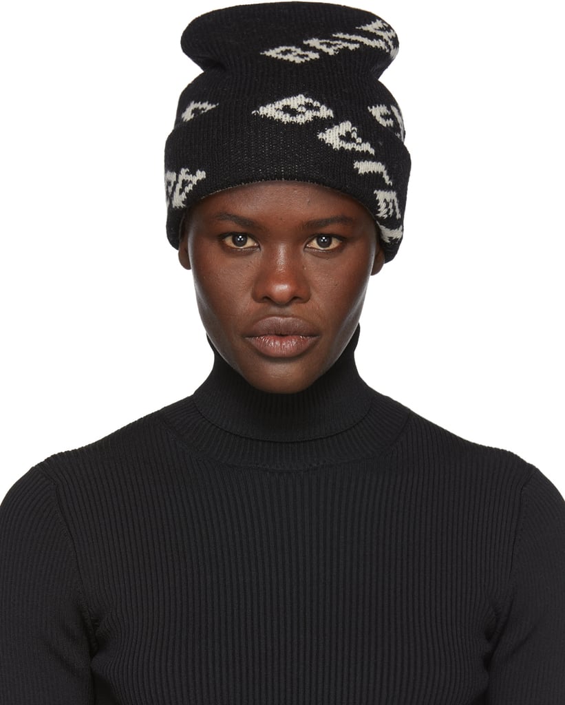 Balenciaga Black Jacquard Logo Beanie