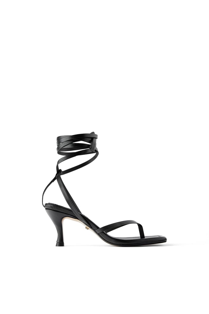 Zara Heeled Leather Square Toe Sandals