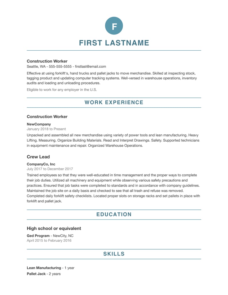 Indeed Résumé Builder Clean