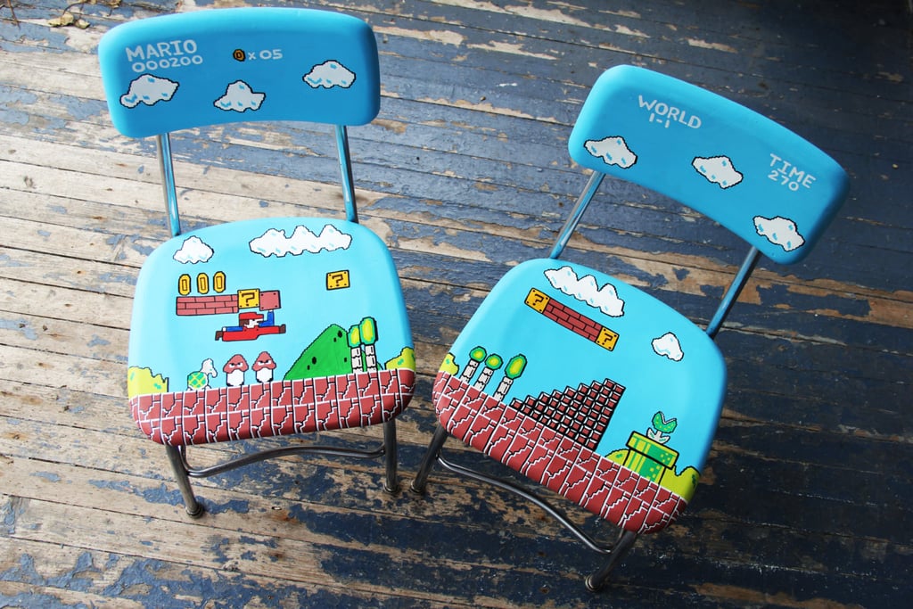 Just picture it now . . . you and a friend playing on a hand-painted Mario chair set. Doesn't get any better.