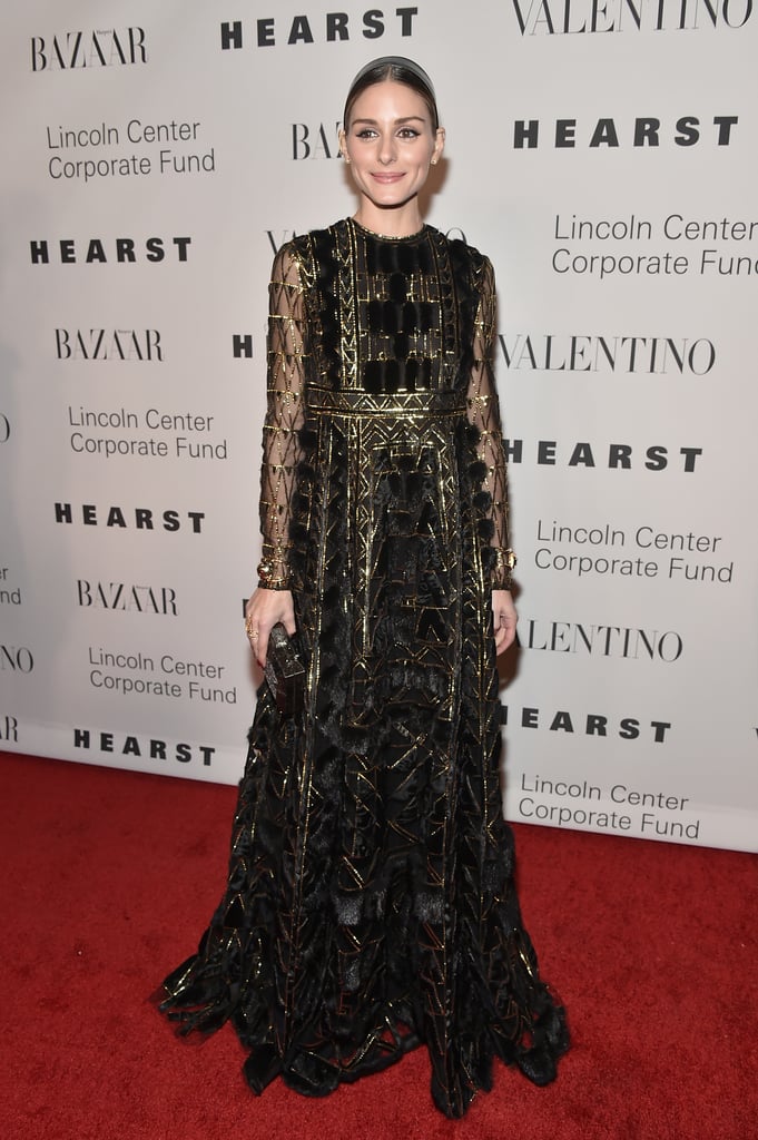 Olivia Palermo Wearing Gold Valentino Dress