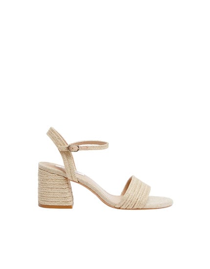 Pull&Bear Natural Jute Mid-Heel Sandals