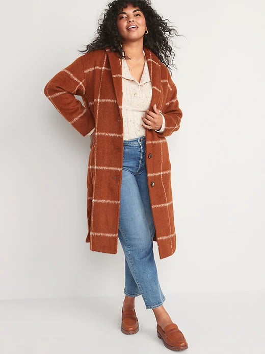 Old Navy Relaxed Plaid Soft-Brushed Overcoat