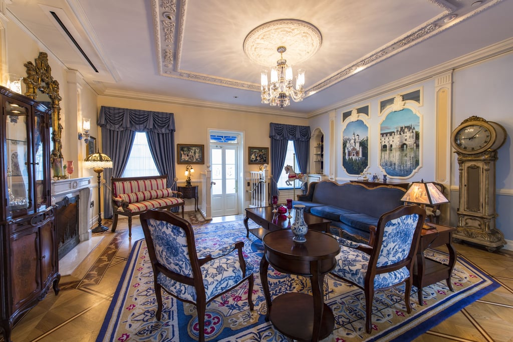 The gorgeous parlor in the private residence is thoughtfully designed.