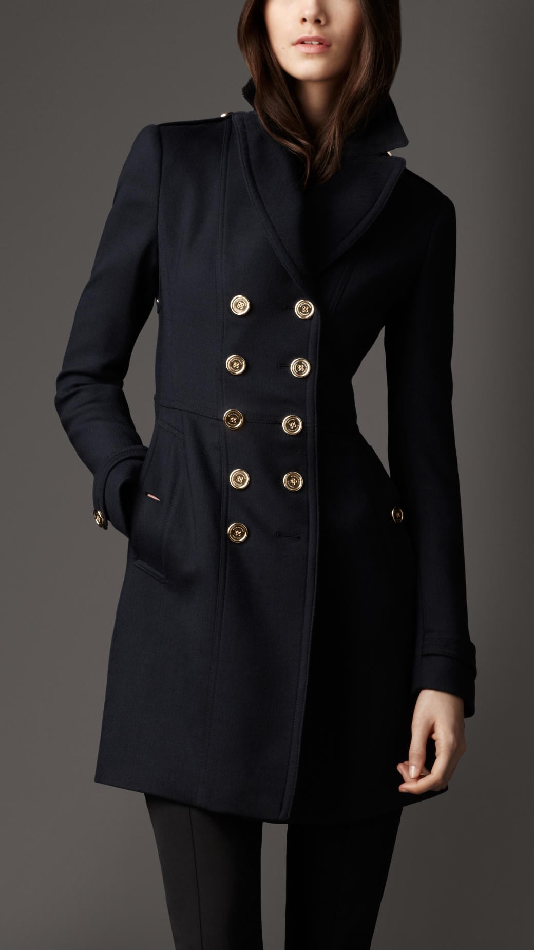 Hotkey Women's Double-Breasted Slim Solid Wool-Blend Winter Pea Coats Elegant Lapel Trench Jacket Overcoat Outwear 