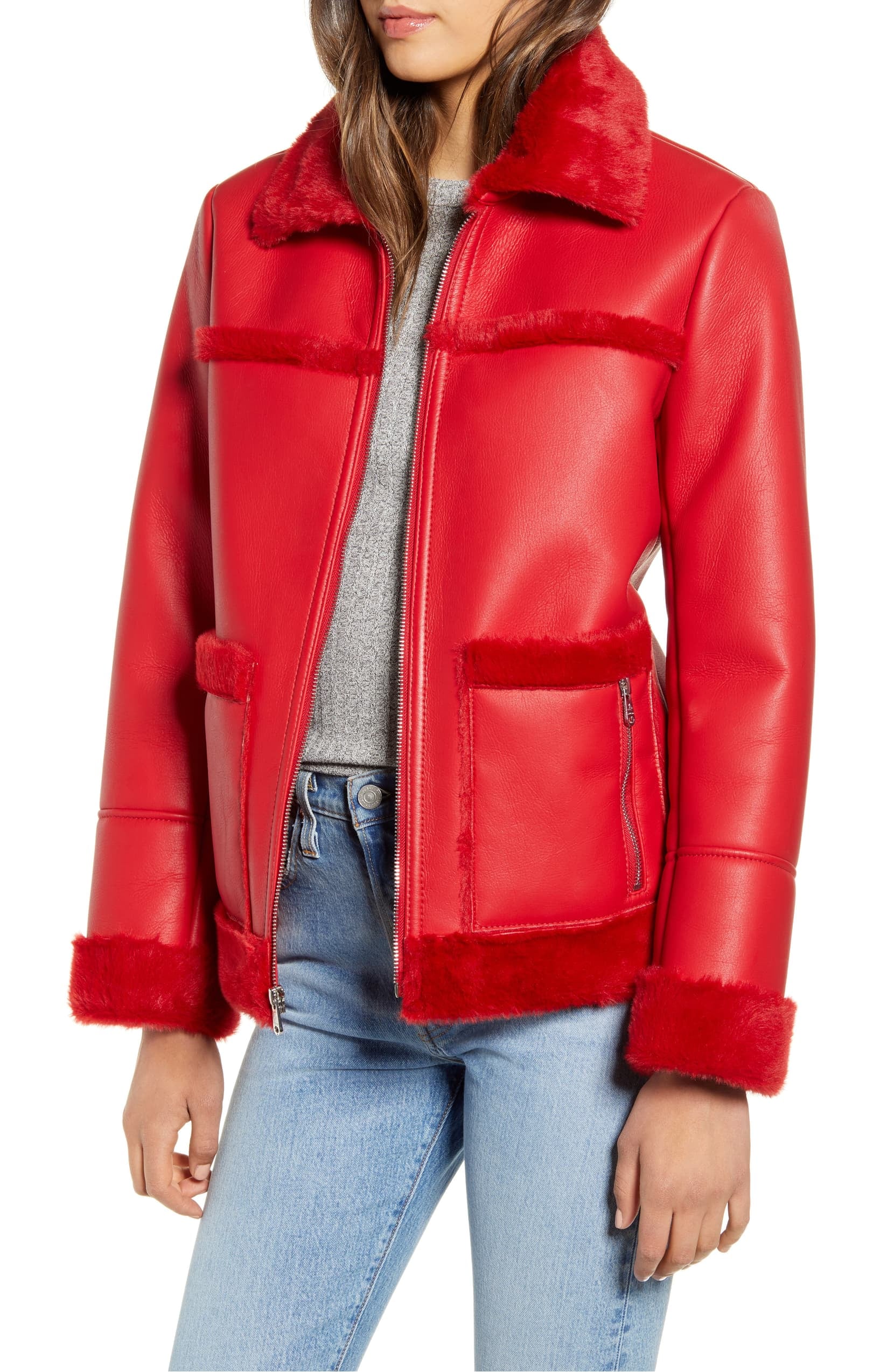 Sam edelman faux shearling moto jacket 2025
