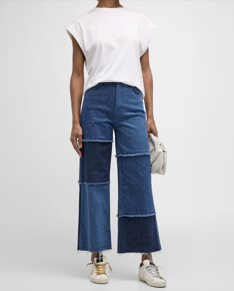 Patchwork jeans high waist wide leg relaxed made of organic denim