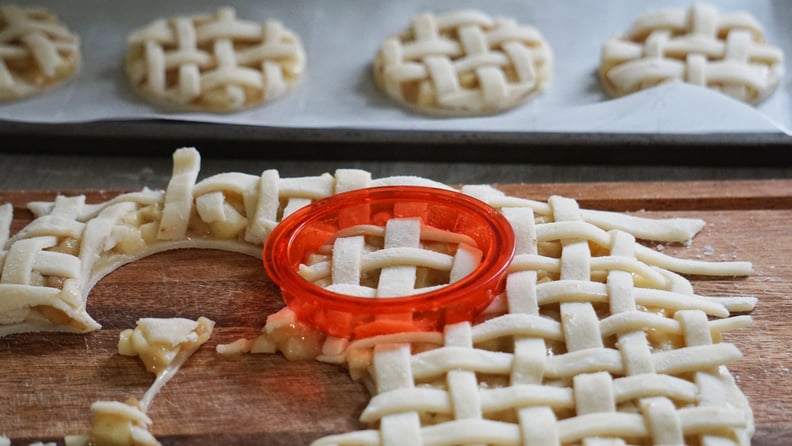 apple pie cookies: cutting out the cookies with a cutter