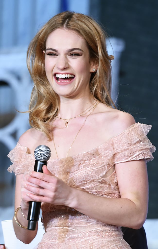 Lily James Elie Saab Dress at Cinderella Premiere