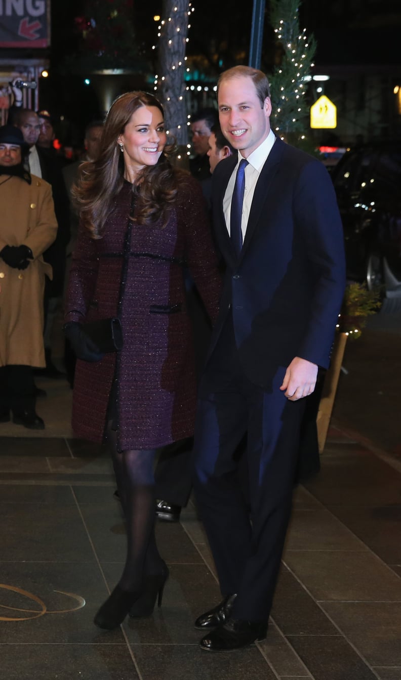 Kate Paired Her Deep Plum Seraphine Coat With All-Black Accessories For Her NY Arrival