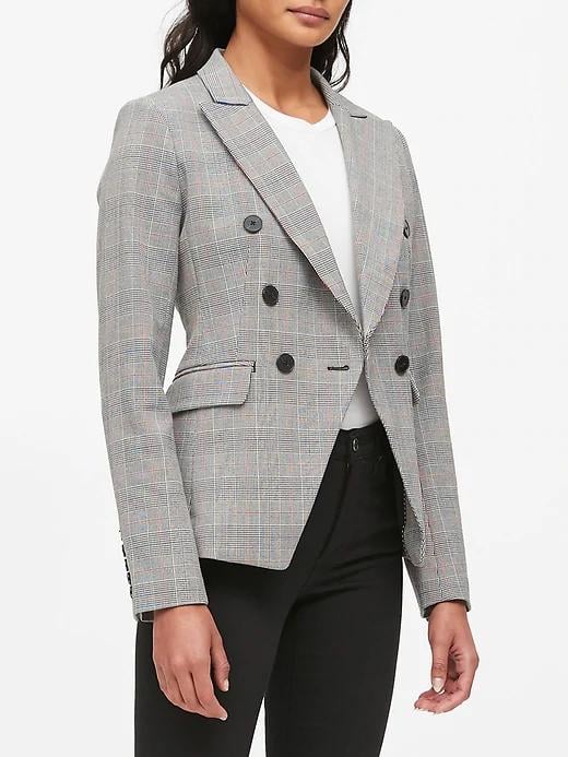 Double-Breasted Plaid Blazer