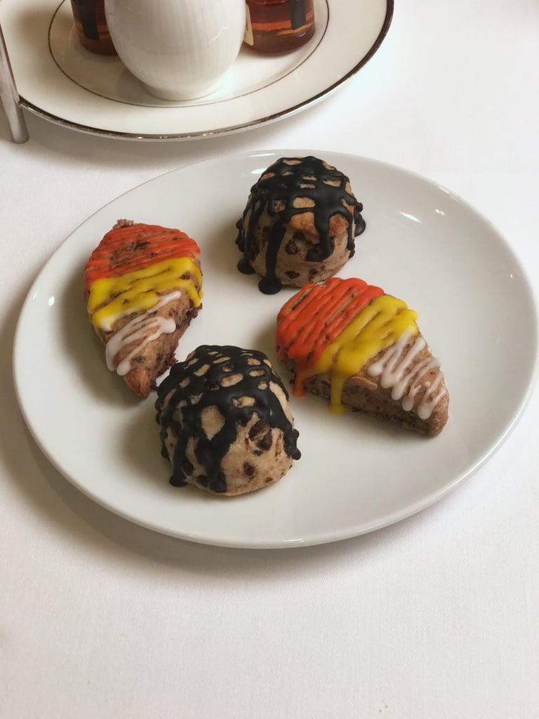 To round it all out with something sweet, the tea service offers a plate of maple-pecan and chocolate scones.