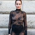Rita Ora Goes Braless in a Totally See-Through Lace Dress