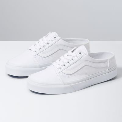 vans old skool true white on feet